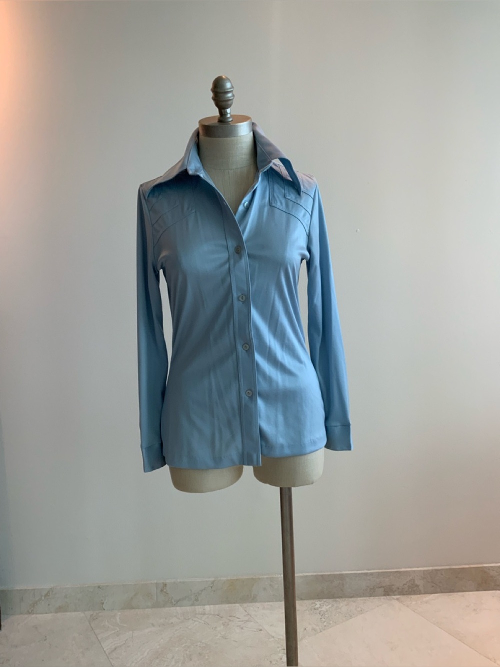 Vtg Retro Disco Bobbie Brooks Baby Blue Women’s Top Sz 9